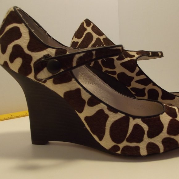 Wedge "Ella" Shoe Peep Toe Giraffe Pony 9.5 - Picture 13 of 14